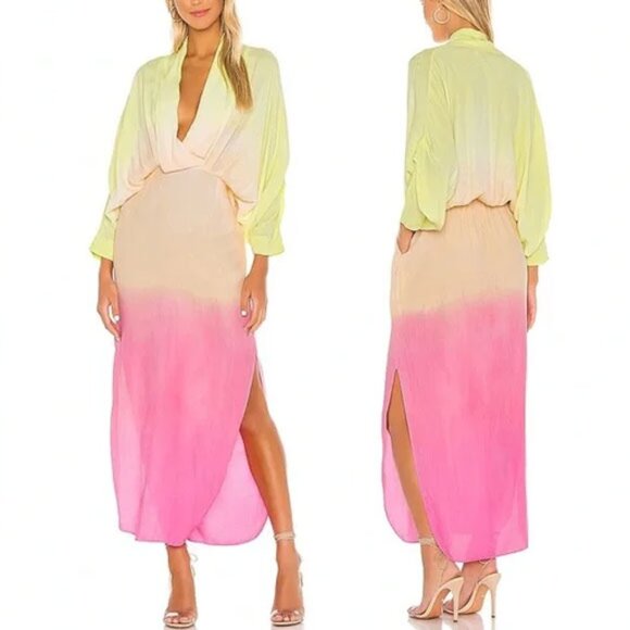 NWT SWF Sunset Ombre Maxi Dress S Yellow Orange Pink - Picture 1 of 10